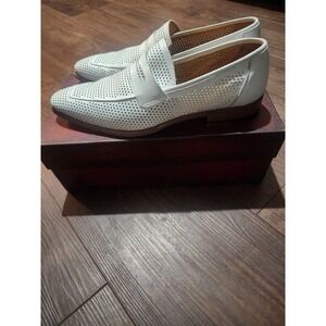 Mezlan Mez187‎ Mens White Leather Loafers & Slip Ons Penny Shoes 8.5